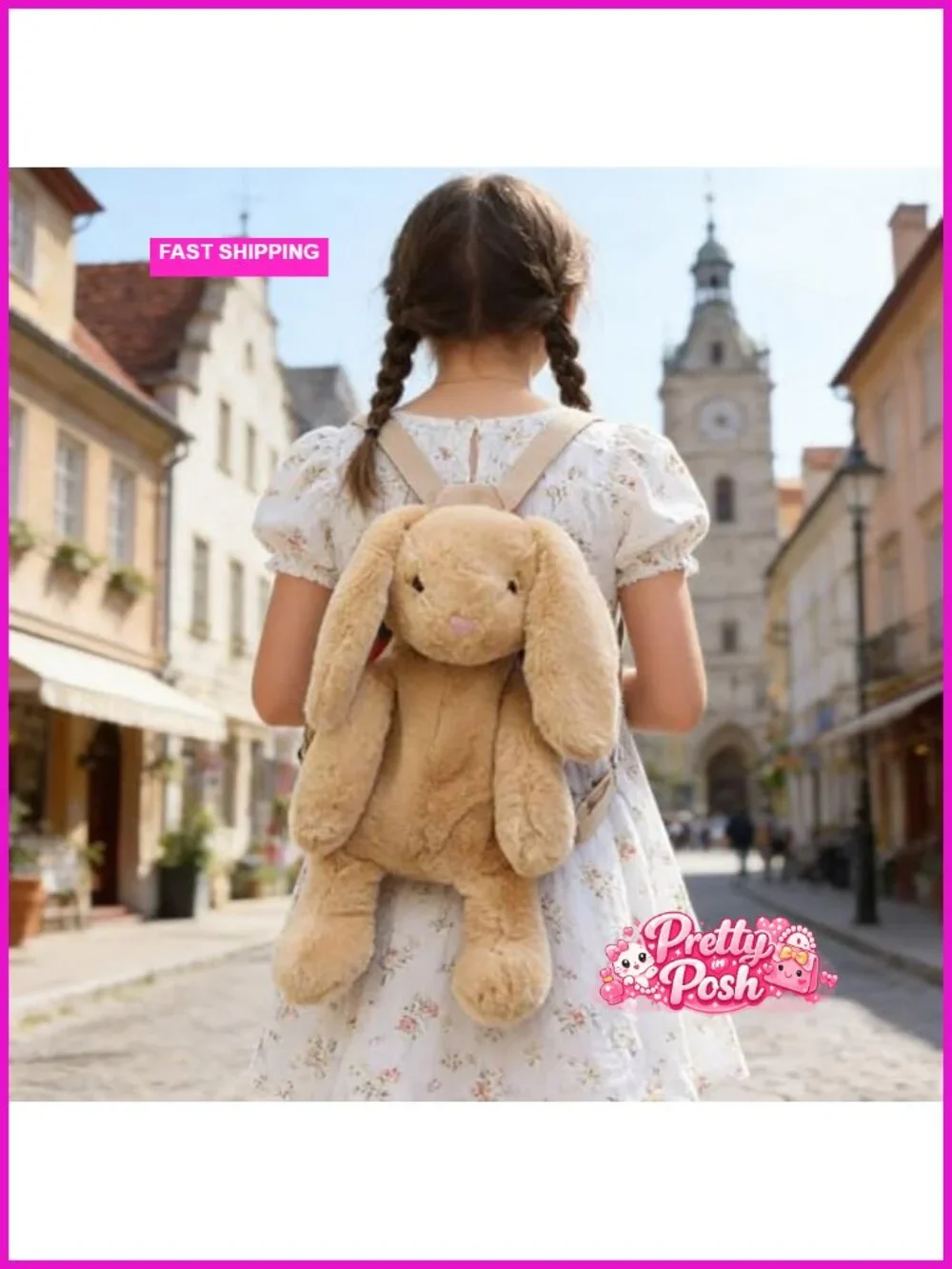 Fluffy Plush Rabbit Backpack Kawaii Bunny Daypack Soft Faux Fur Shoulder Bag